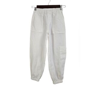 Zara Girls White Cargo 100% Lunen Pants Size 8